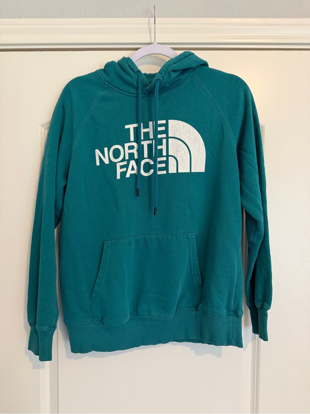 The North Face Teal Pullover Hoodie with White Logo